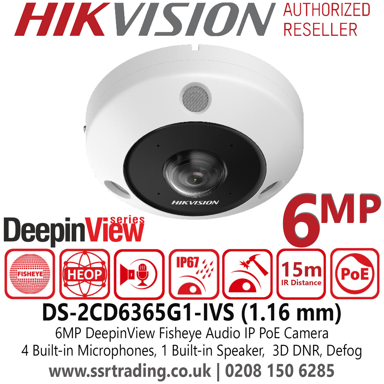 Hikvision DeepinView DS-2CD6365G1-IVS - Red de vigilancia / cámara panorámica - cúpula