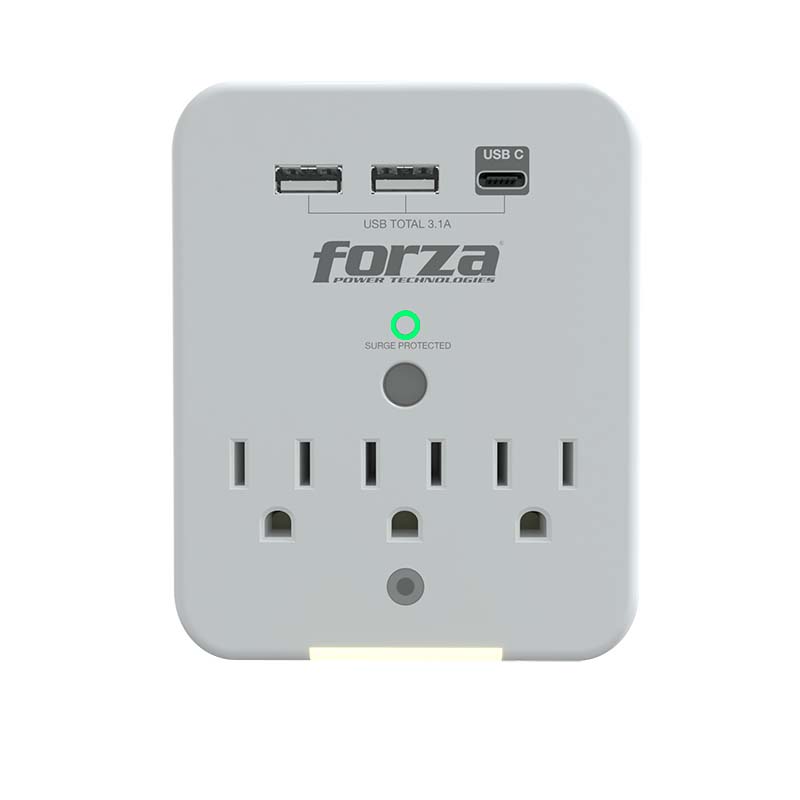 Forza FWT-331USBC - Protector contra sobretensiones (montaje en pared) - CA 125 V
