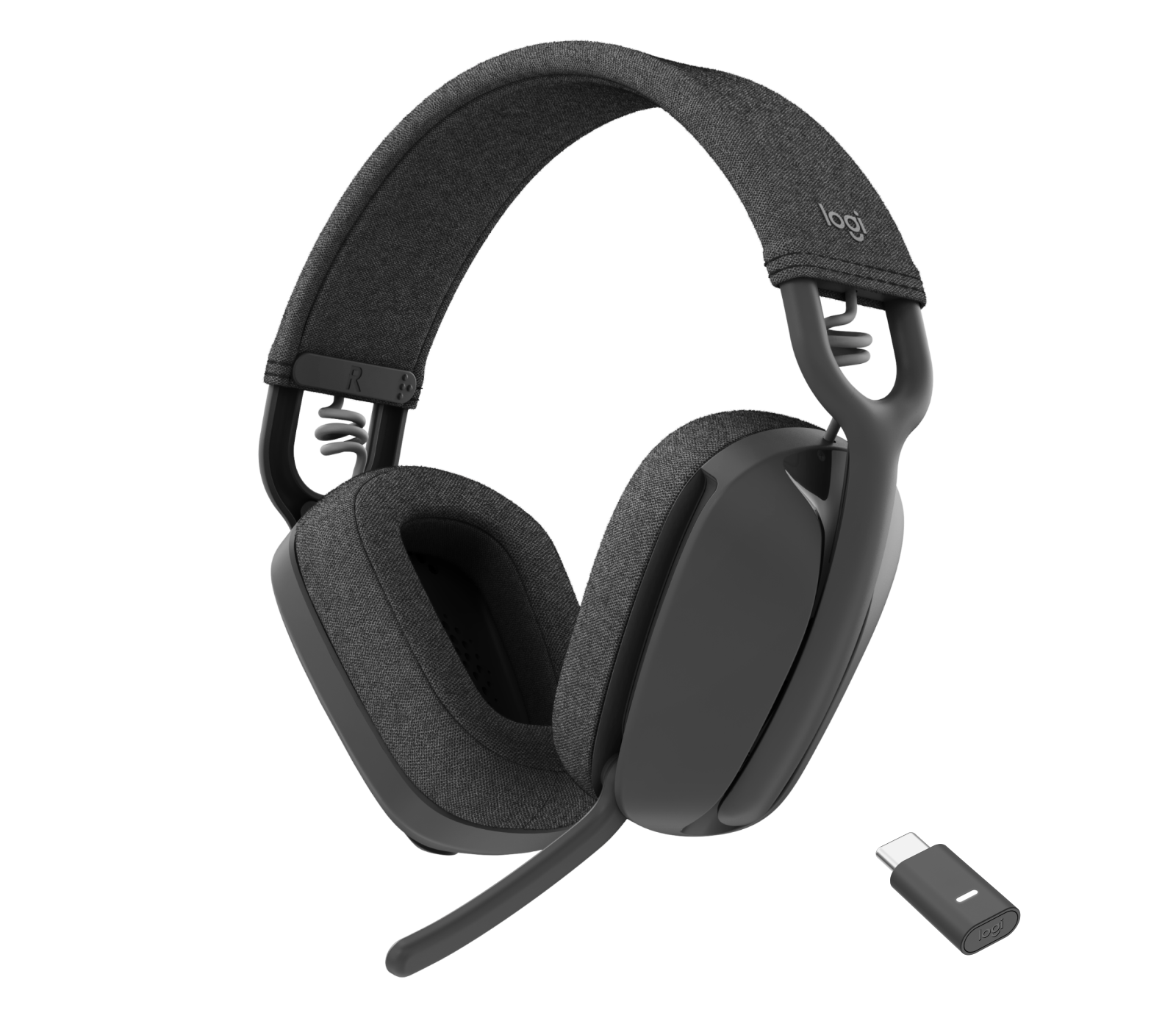 Logitech Zone Vibe Wireless Bluetooth headphones with noise-canceling mic, USB-A, USB-C, certified for Microsoft Teams, Mac/PC - Graphite - Auricular